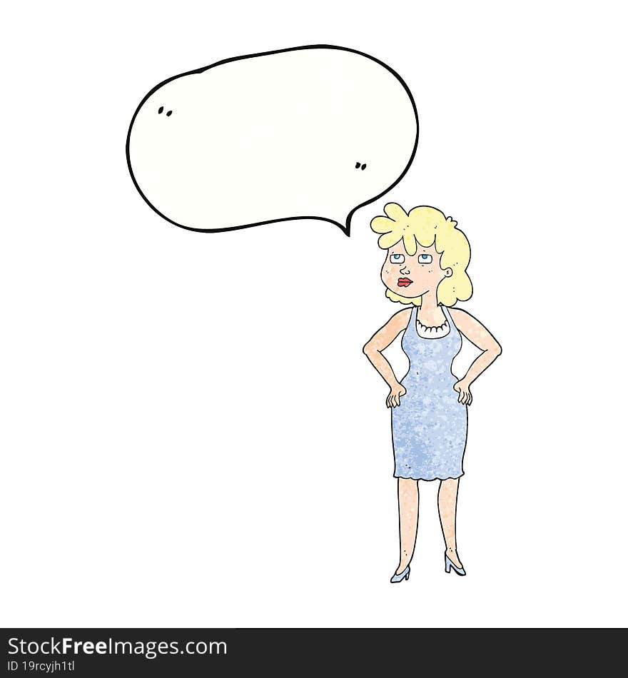 freehand speech bubble textured cartoon annoyed woman