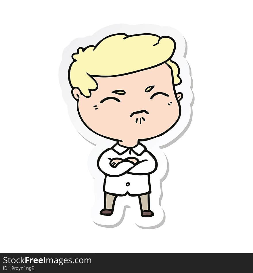 sticker of a cartoon annoyed man