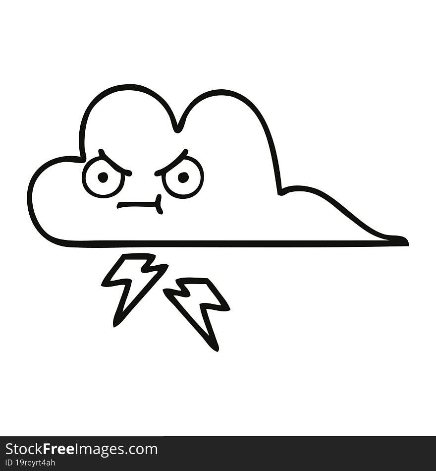 line drawing cartoon thunder cloud