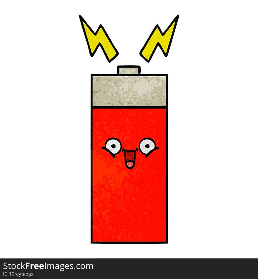 retro grunge texture cartoon of a battery