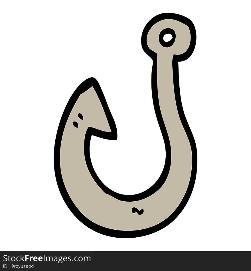 hand drawn doodle style cartoon fish hook