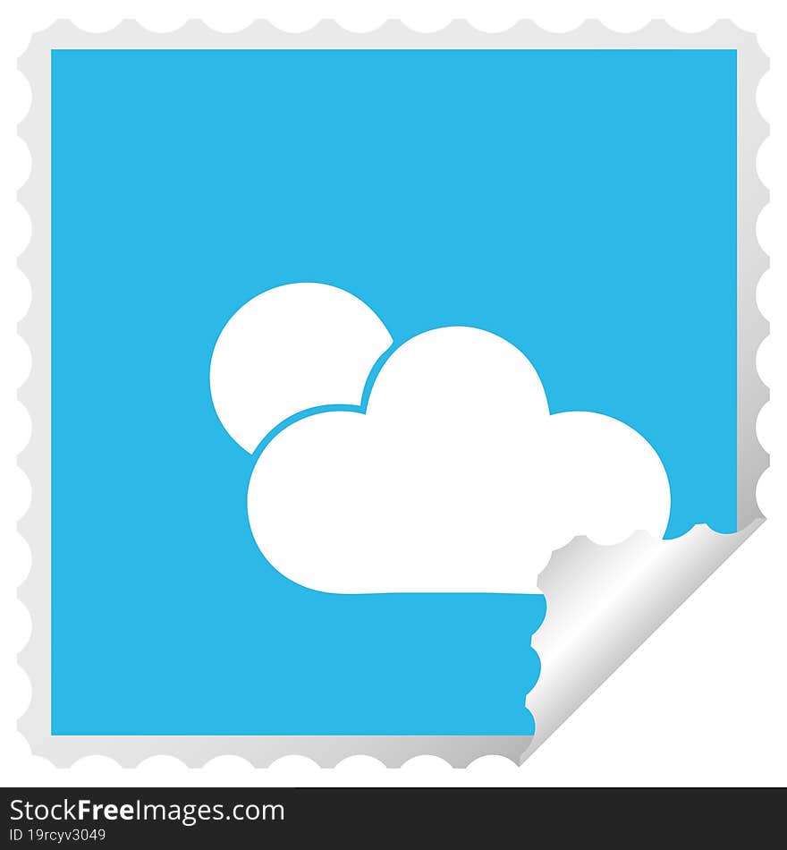 square peeling sticker cartoon sunshine and cloud