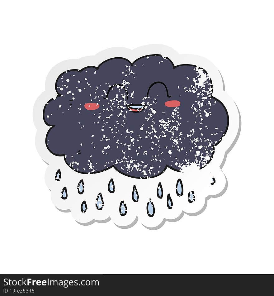 retro distressed sticker of a cartoon raincloud