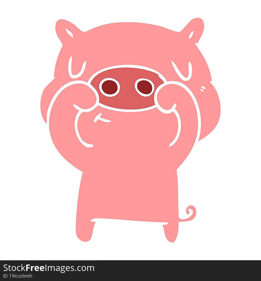 Flat Color Style Cartoon Content Pig