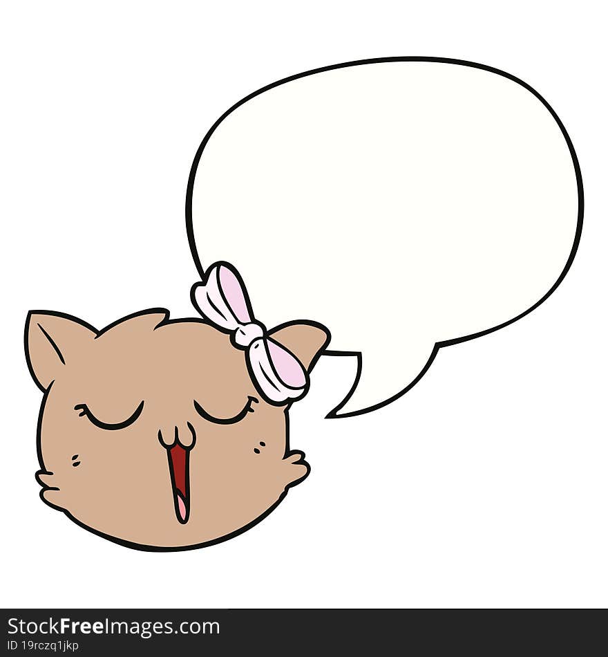 Cartoon Cat Face And Speech Bubble