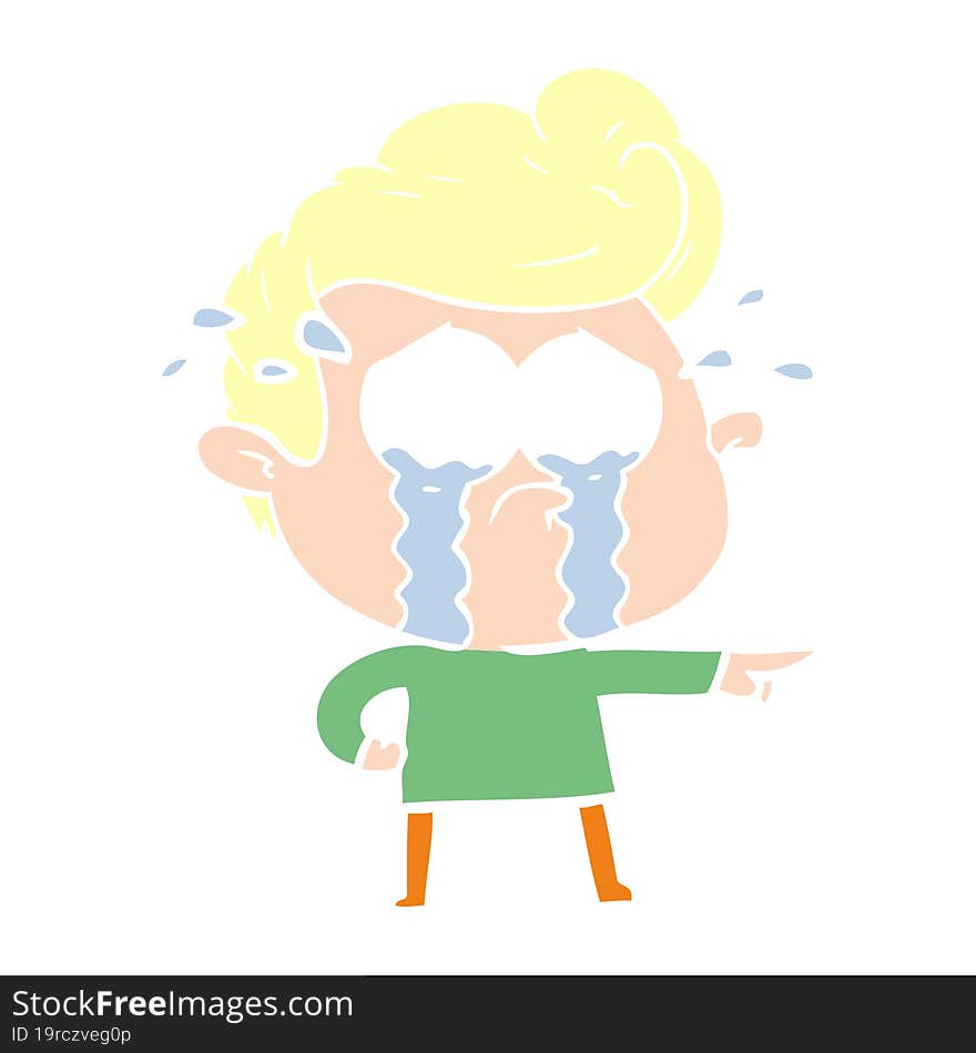 flat color style cartoon crying man