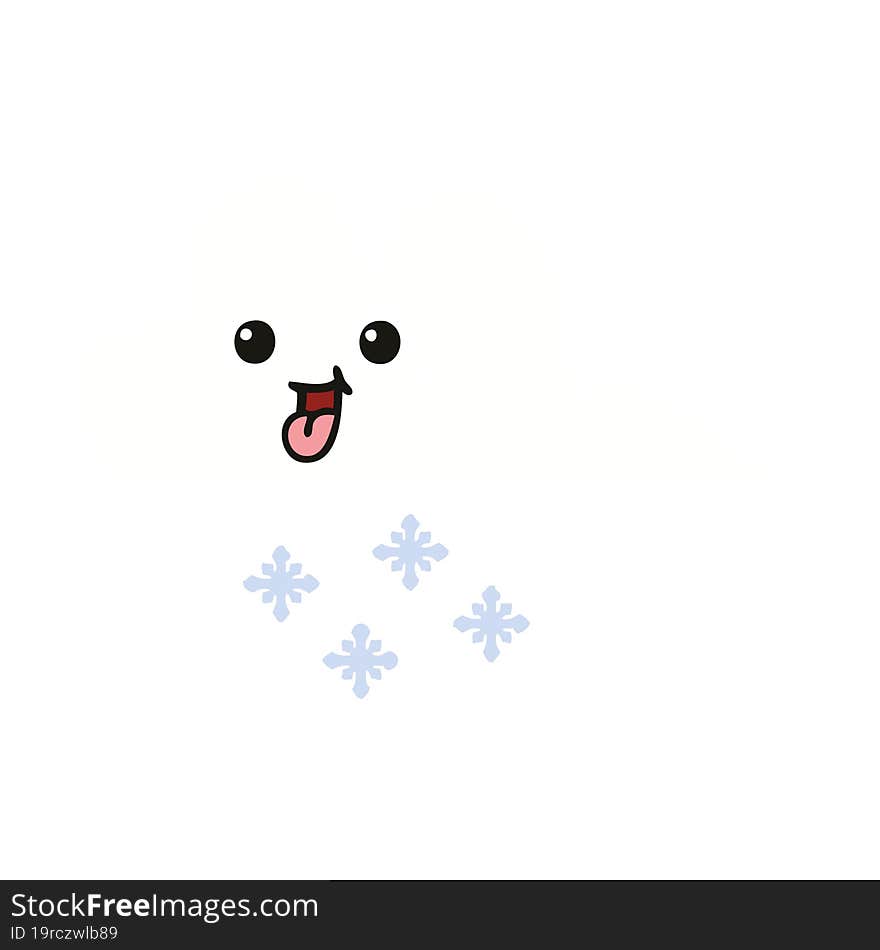 Flat Color Retro Cartoon Snow Cloud