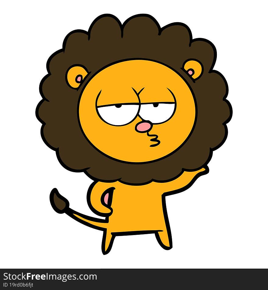 cartoon bored lion. cartoon bored lion