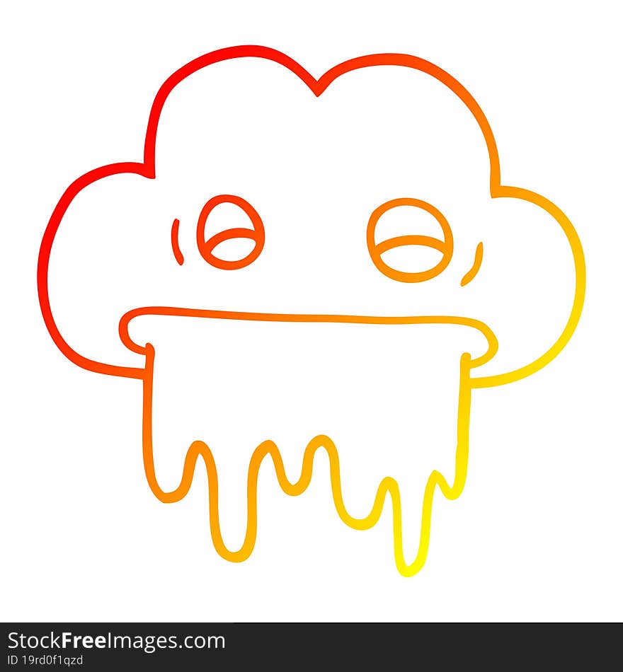 warm gradient line drawing cartoon rain cloud