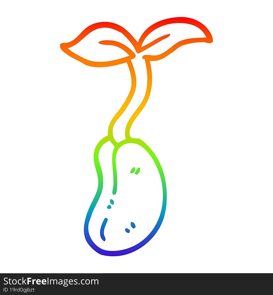 rainbow gradient line drawing cartoon seedling