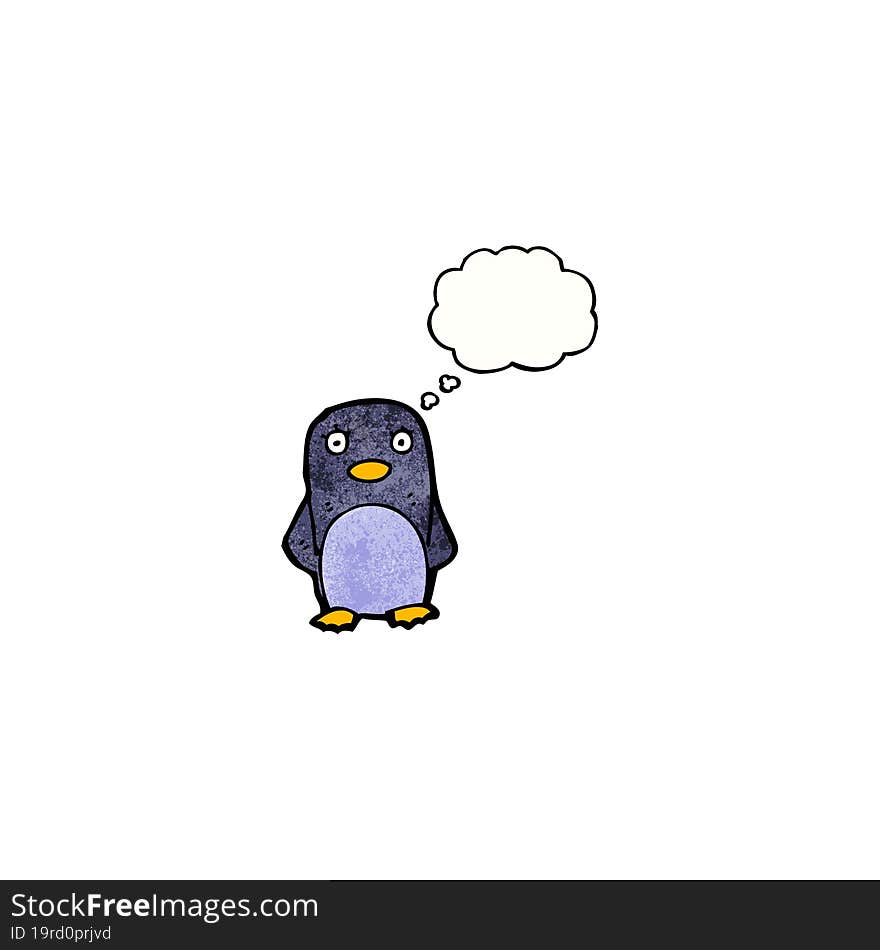 Cartoon Penguin With Thought Bubble