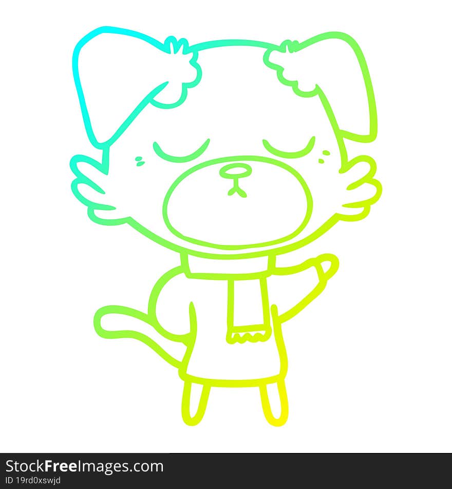 Cold Gradient Line Drawing Cute Cartoon Dog