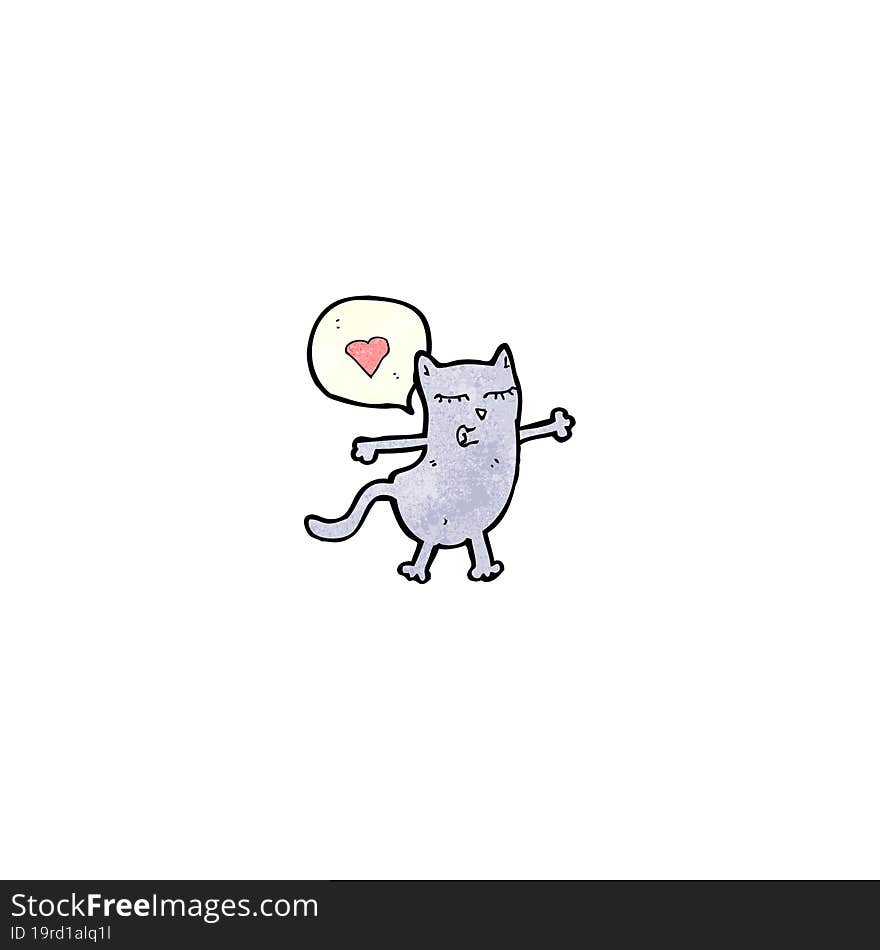 funny cartoon cat with love heart