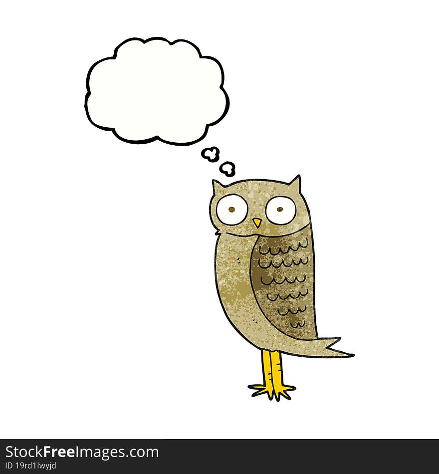 thought bubble textured cartoon owl