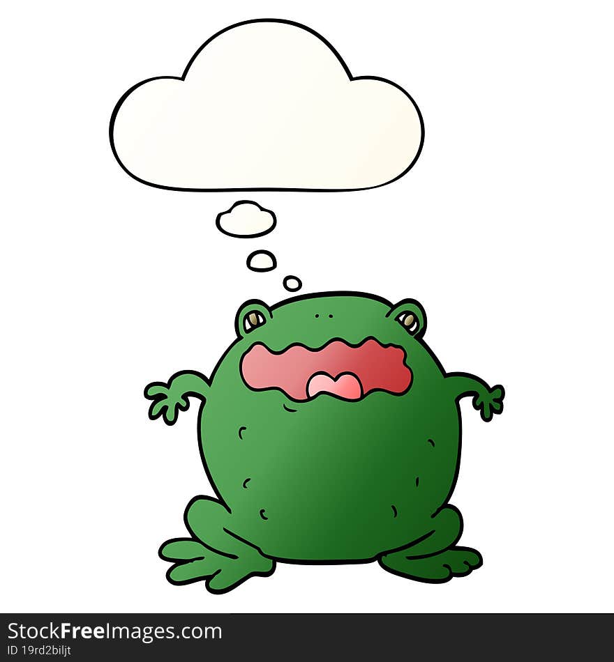 cartoon toad and thought bubble in smooth gradient style