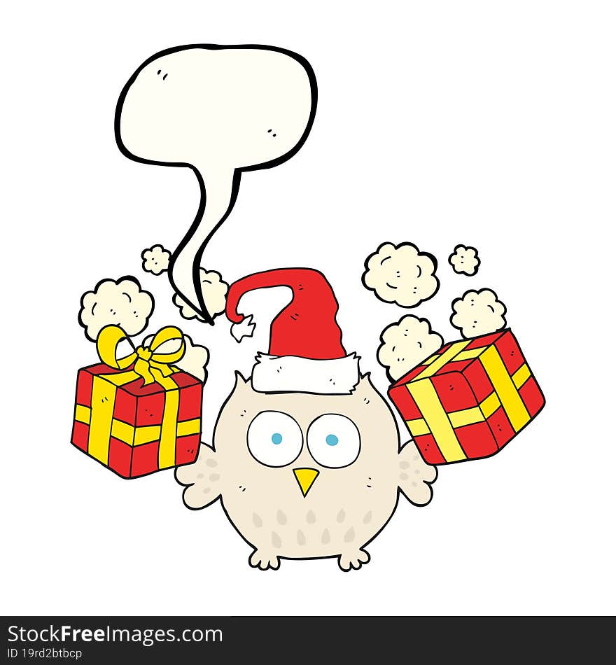 Speech Bubble Cartoon Christmas Owl