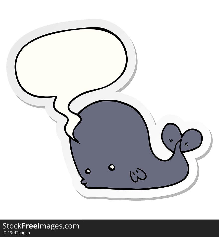 cartoon whale with speech bubble sticker. cartoon whale with speech bubble sticker