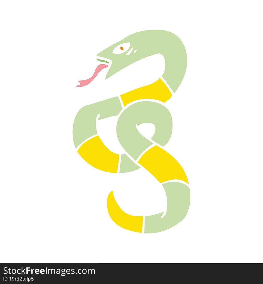 hissing flat color style cartoon snake