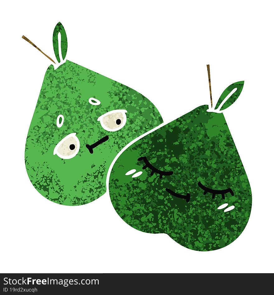 retro illustration style cartoon pears