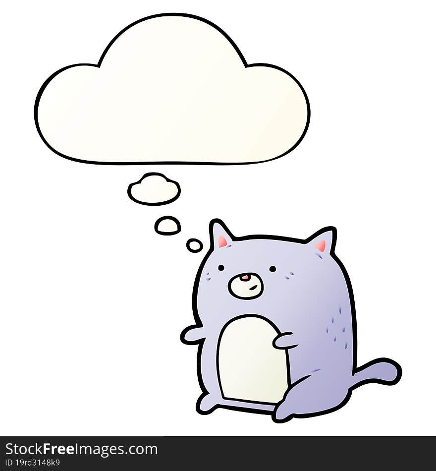 cartoon cat with thought bubble in smooth gradient style