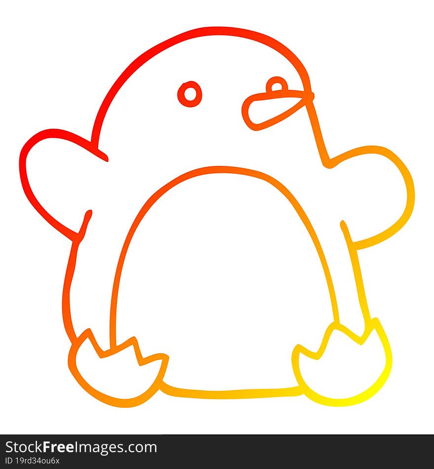 warm gradient line drawing cartoon christmas penguin