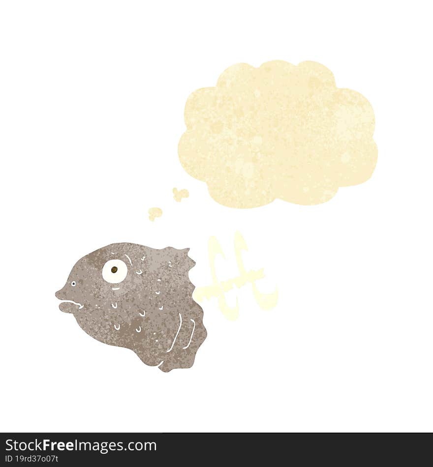 cartoon fish head with thought bubble