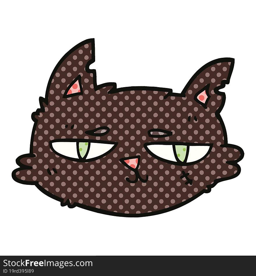 Comic Book Style Cartoon Tough Cat Face