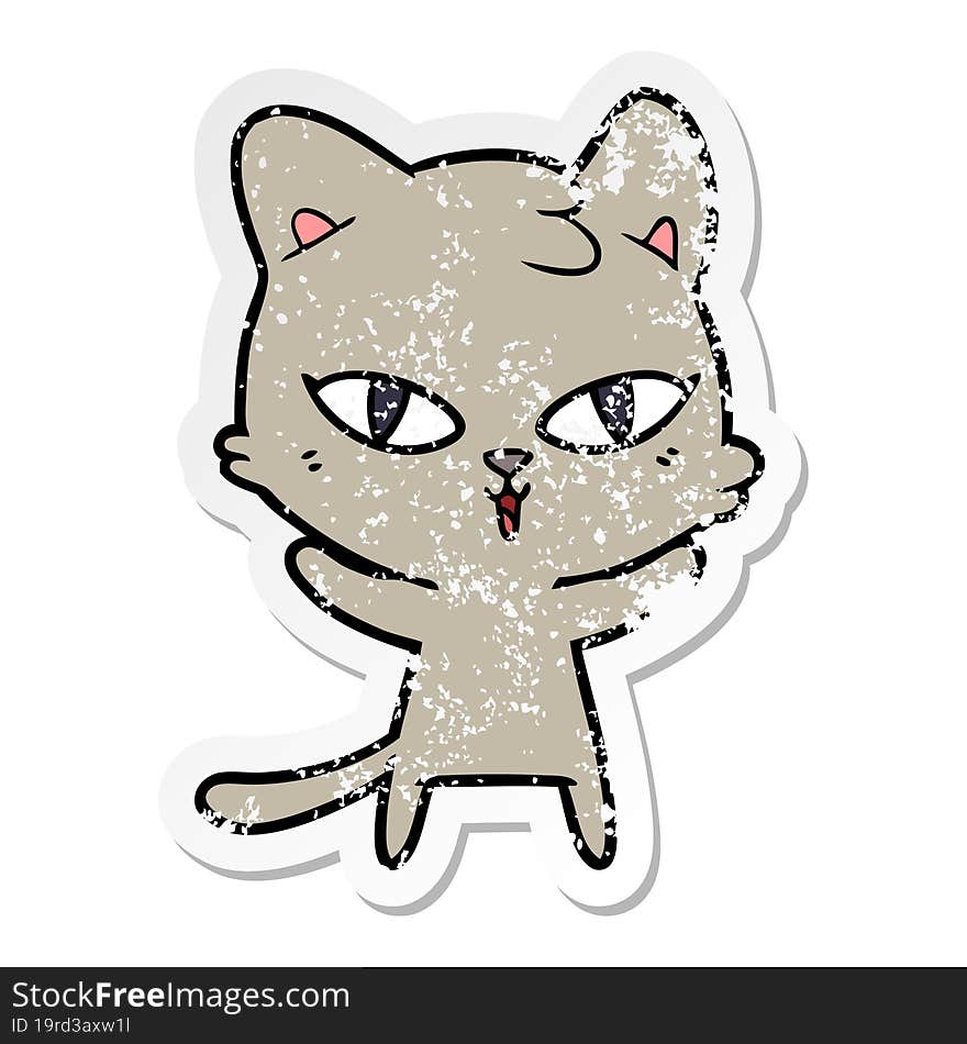 Distressed Sticker Of A Cartoon Cat