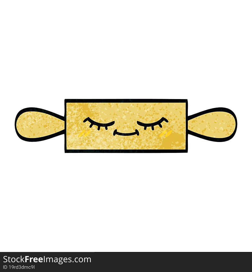 retro grunge texture cartoon of a rolling pin