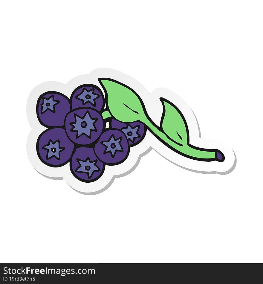 Sticker Of A Cartoon Blueberries