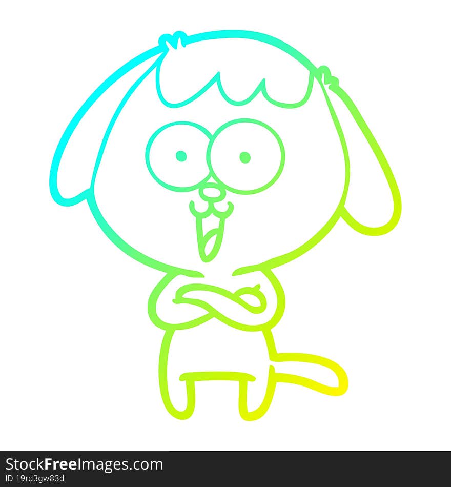 Cold Gradient Line Drawing Cute Cartoon Dog