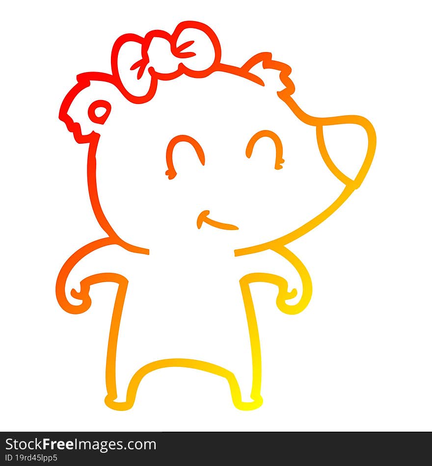 warm gradient line drawing female bear cartoon