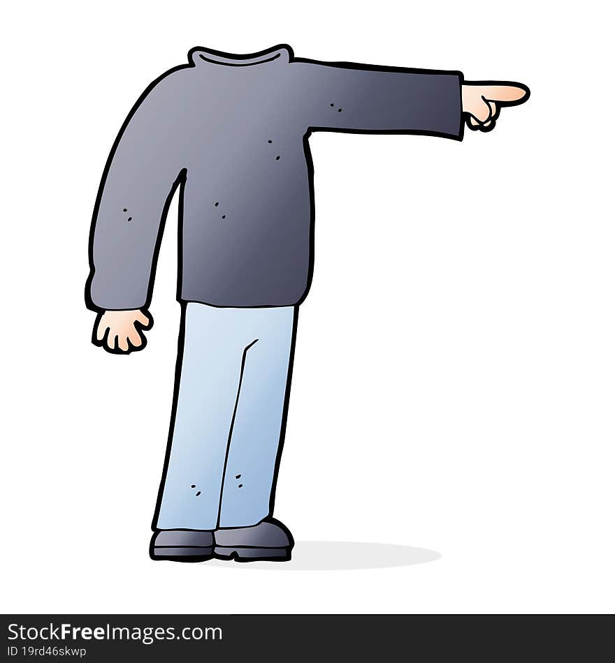 cartoon headless man pointing