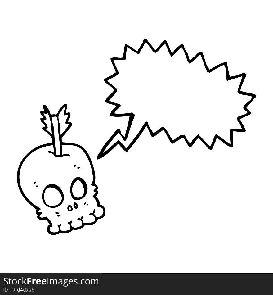 Speech Bubble Cartoon Skull With Arrow