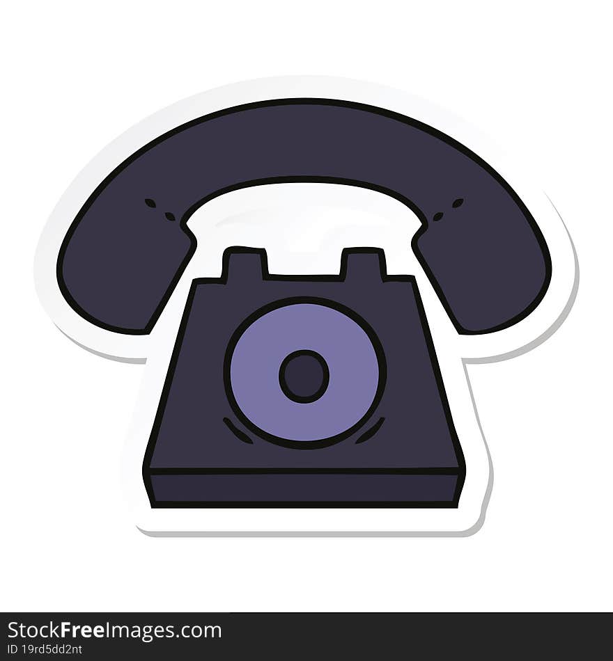 sticker of a cute cartoon old telephone