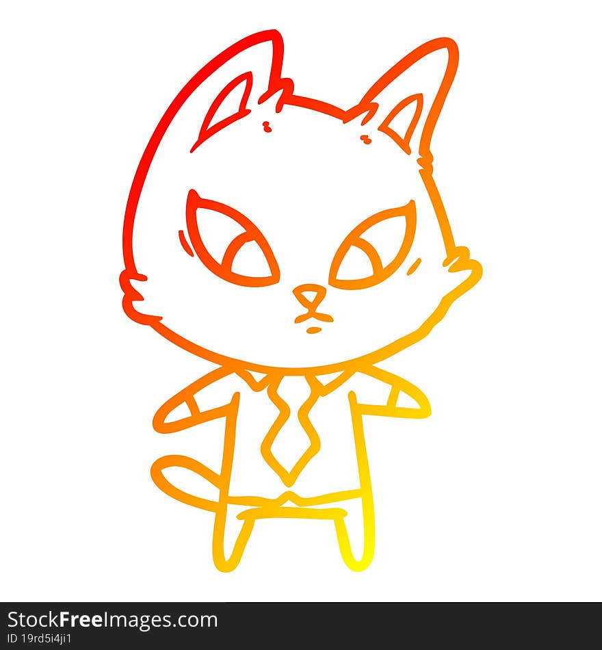 warm gradient line drawing confused cartoon business cat