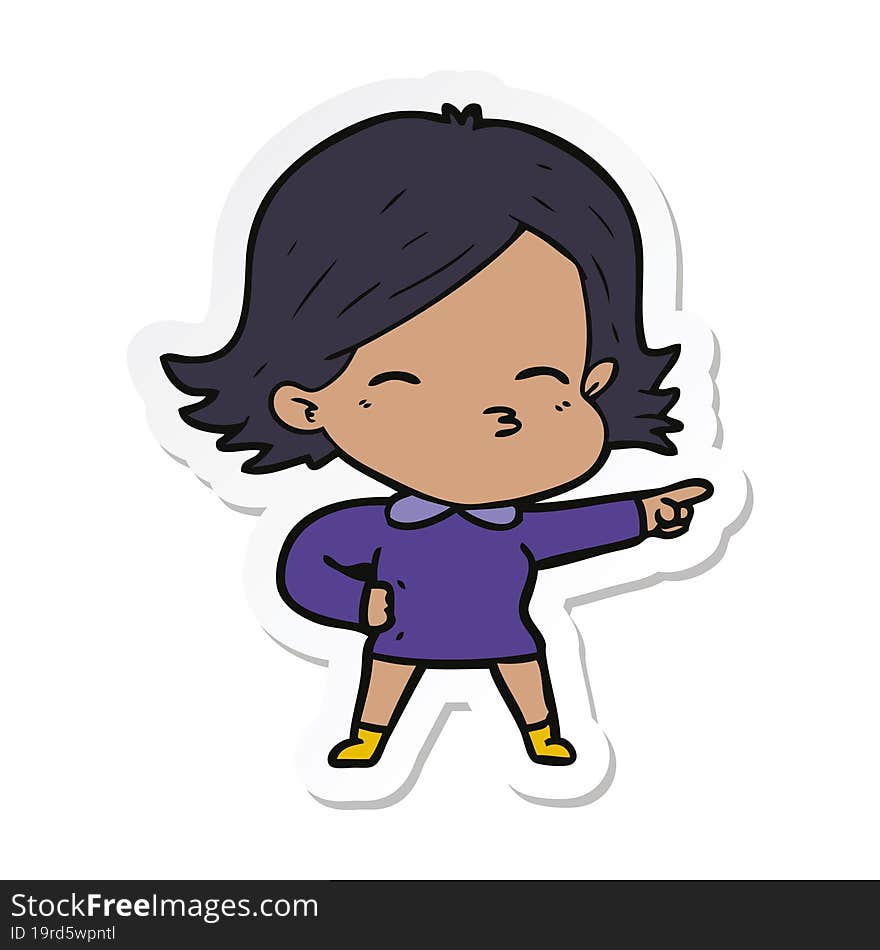 sticker of a cartoon woman pointing