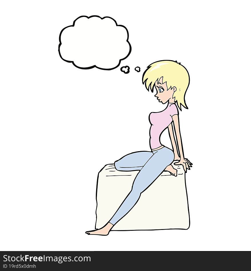 Cartoon Pin Up Pose Girl With Thought Bubble