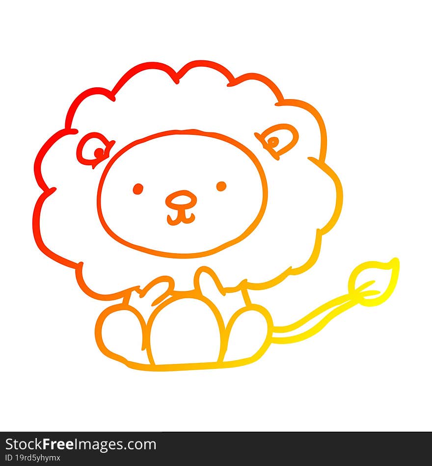 warm gradient line drawing of a cute lion