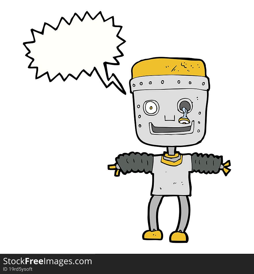 cartoon robot with speech bubble