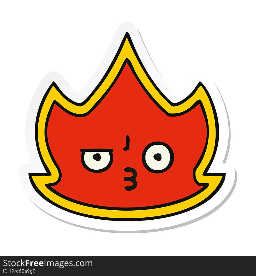 Sticker Of A Cute Cartoon Fire