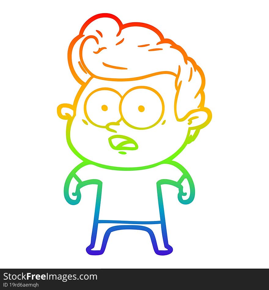 rainbow gradient line drawing cartoon staring man