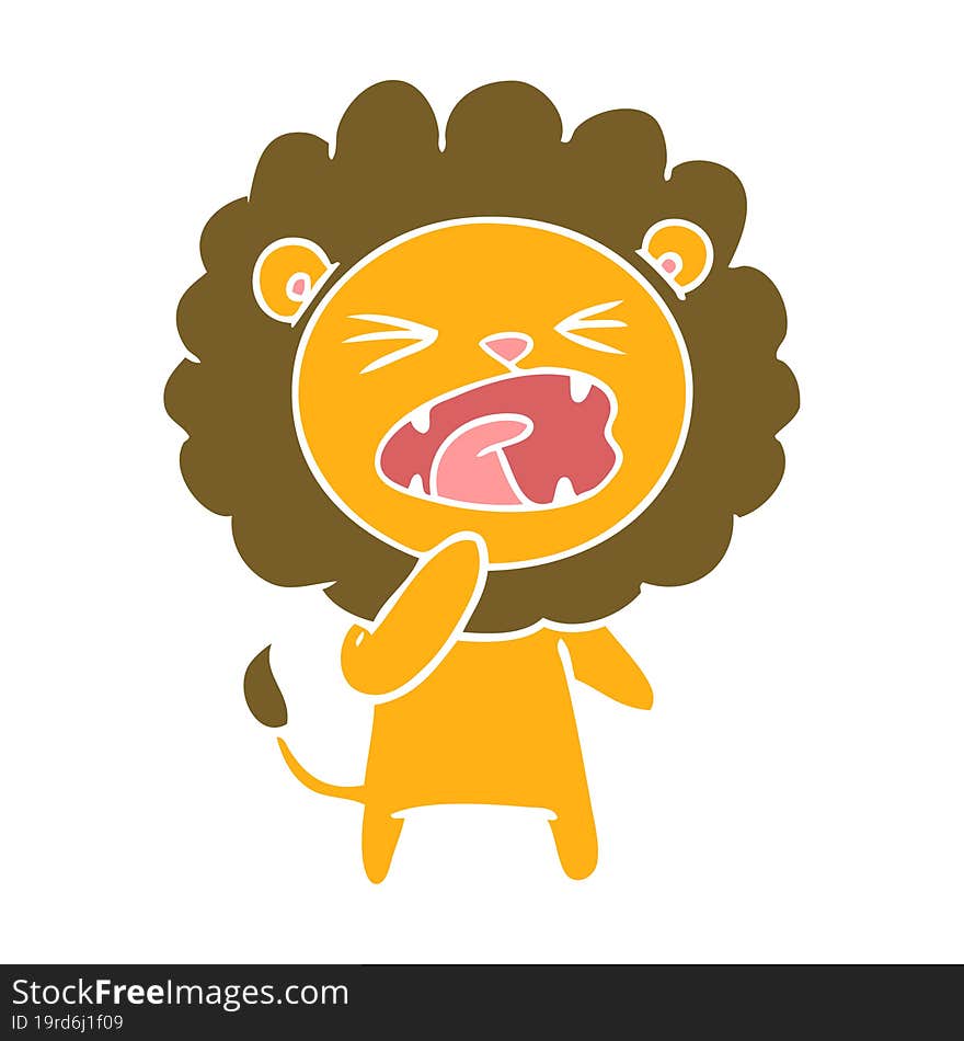 flat color style cartoon angry lion