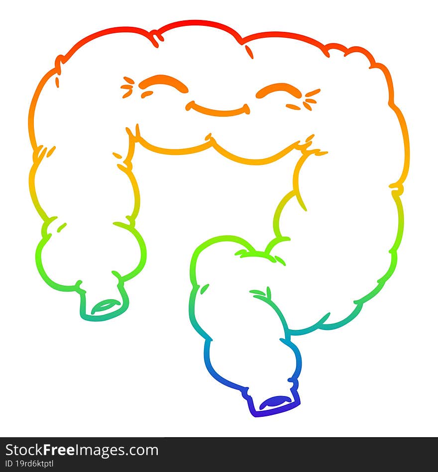 Rainbow Gradient Line Drawing Cartoon Happy Colon