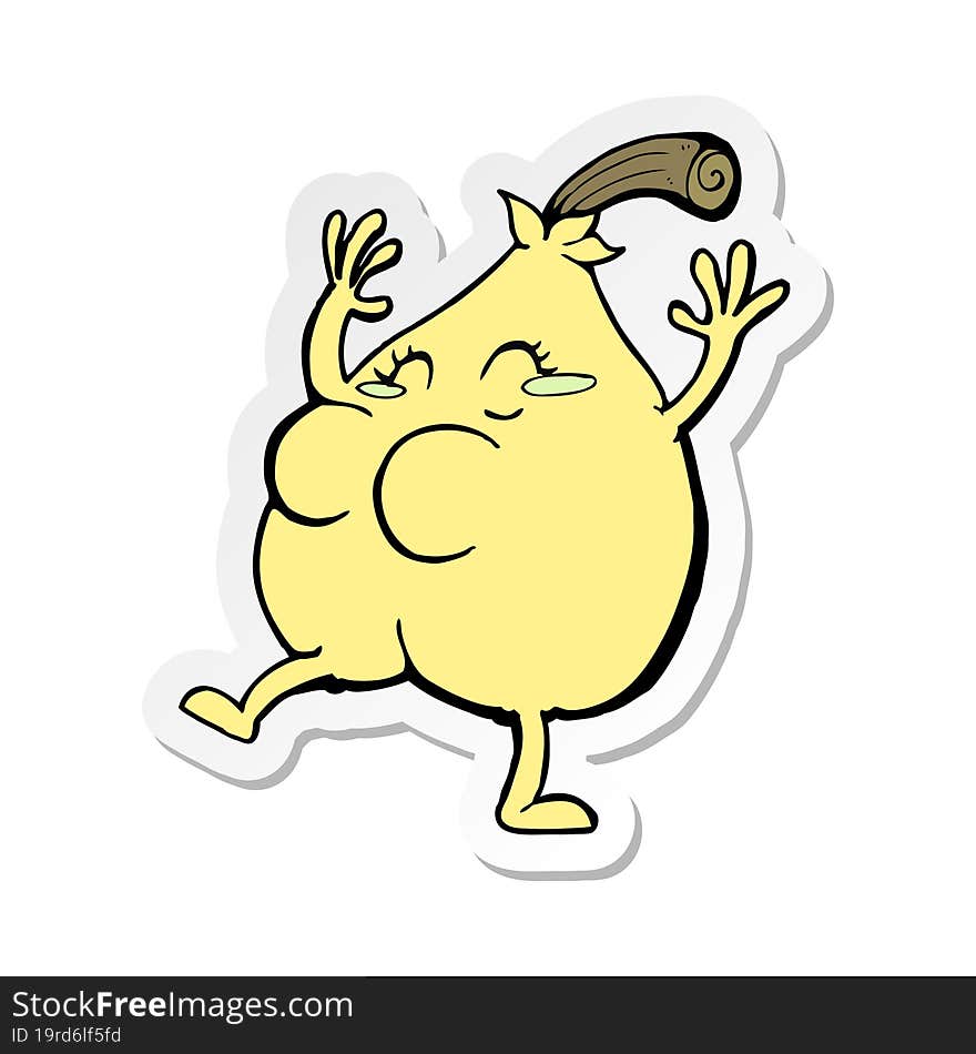 sticker of a a nice pear cartoon