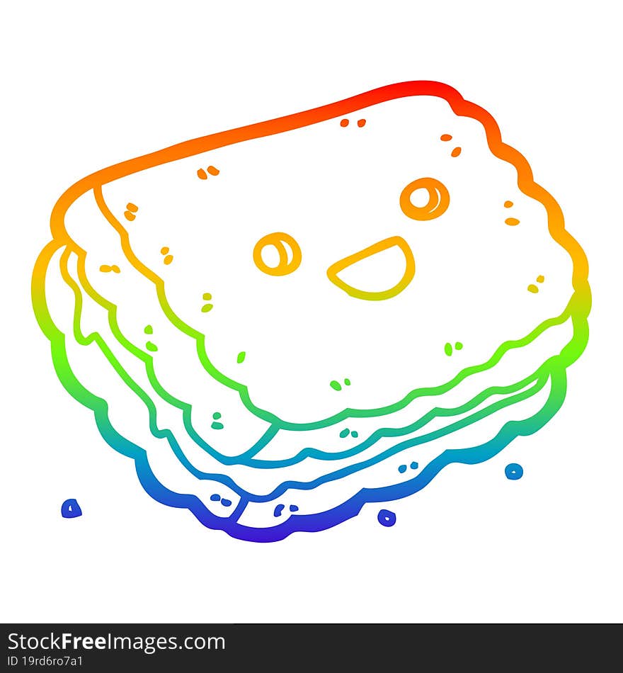 rainbow gradient line drawing cartoon biscuit