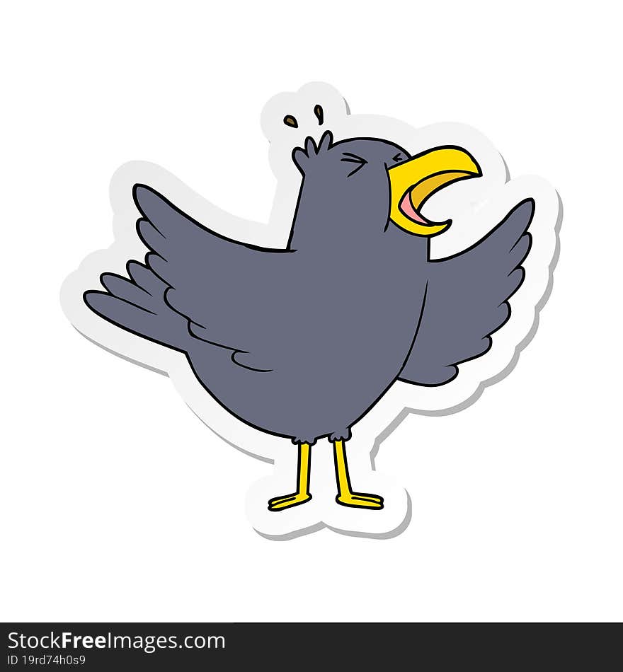 Distressed Sticker Of A Cartoon Squawking Bird