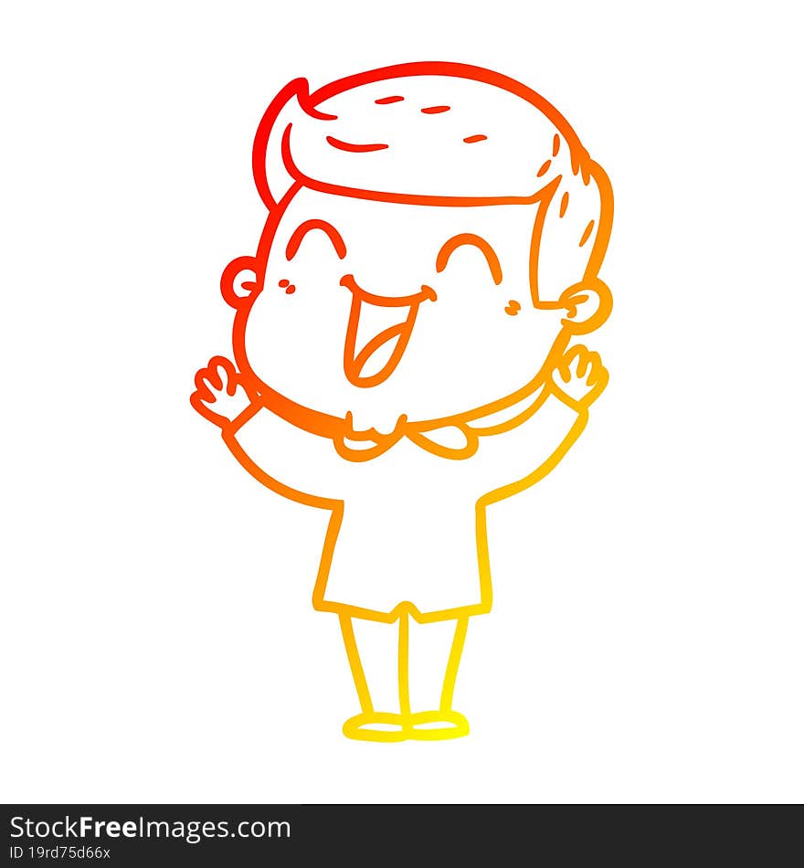 warm gradient line drawing of a cartoon man laughing