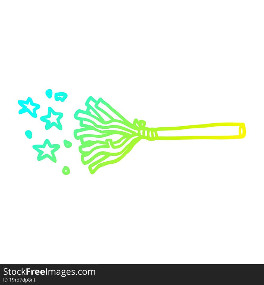 cold gradient line drawing cartoon magic broom