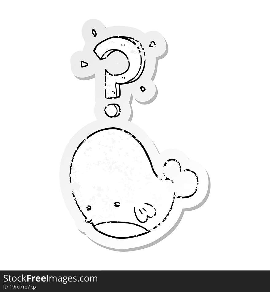 distressed sticker of a cartoon confused whale